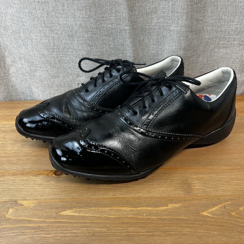 FootJoy LoPro Women’s Oxford Wingtip Golf Shoes Size 8 M Black Soft Spikes